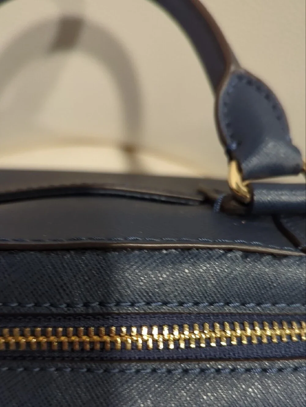 Michael Kors Navy Saffiano Satchel with Gold Hardware Has Callouts** - Picture 6 of 9